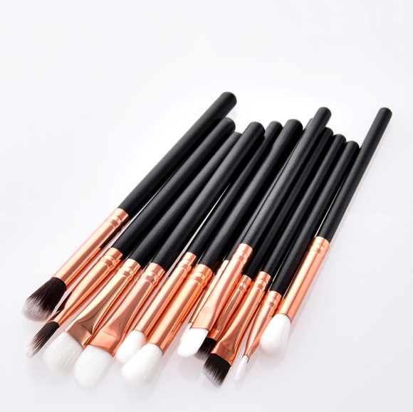 New Black & Rose Gold Handle Eye Brush Set - Picture 2 of 3